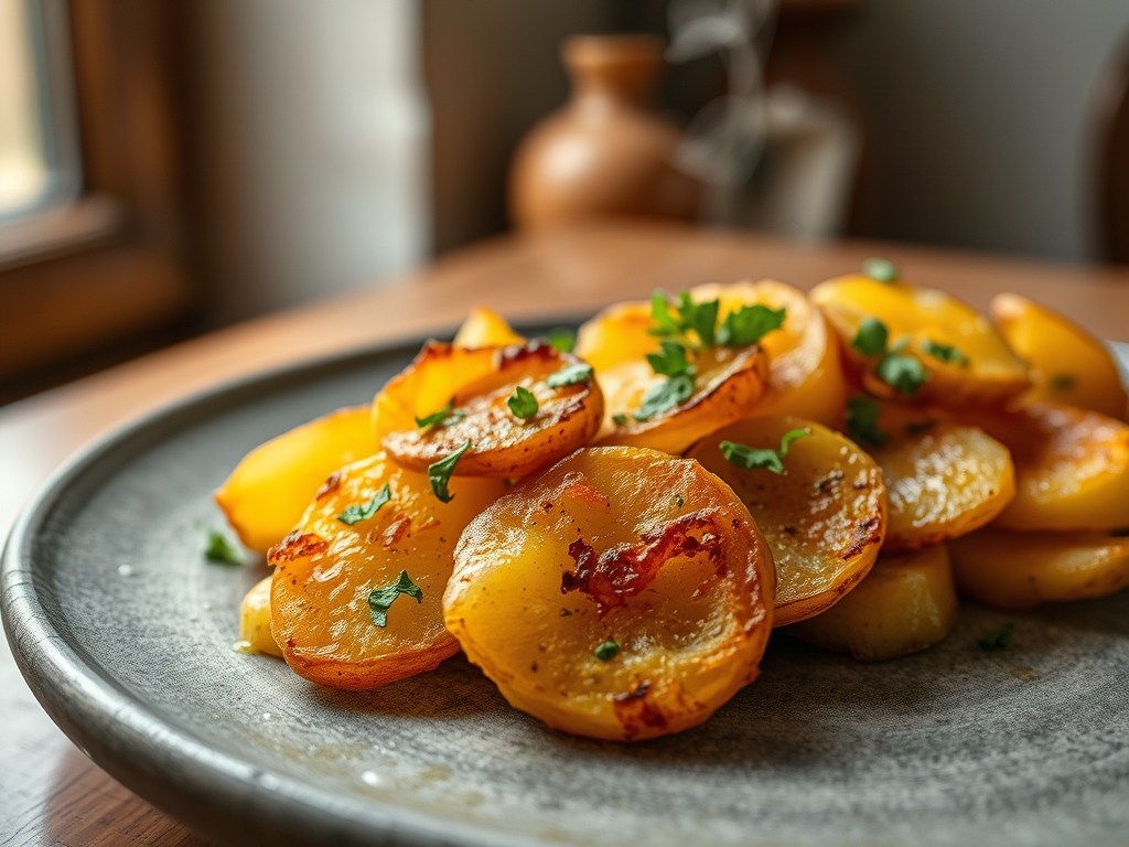Freshly prepared potato recipes pan fried