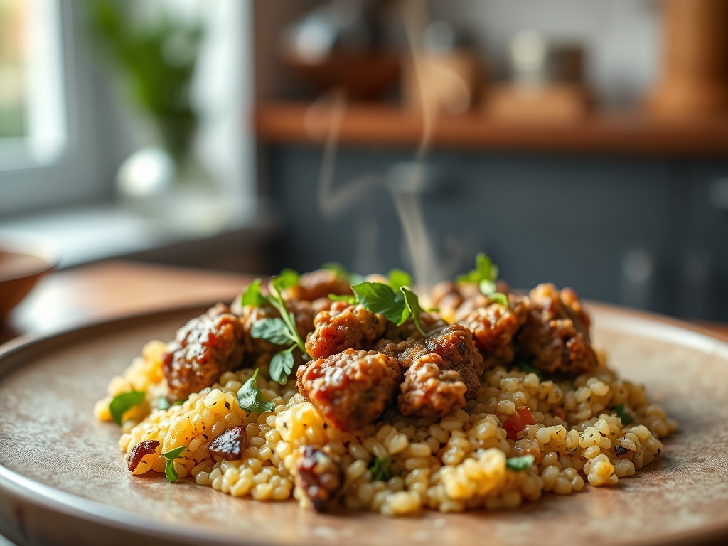 Freshly prepared quinoa and ground beef recipes