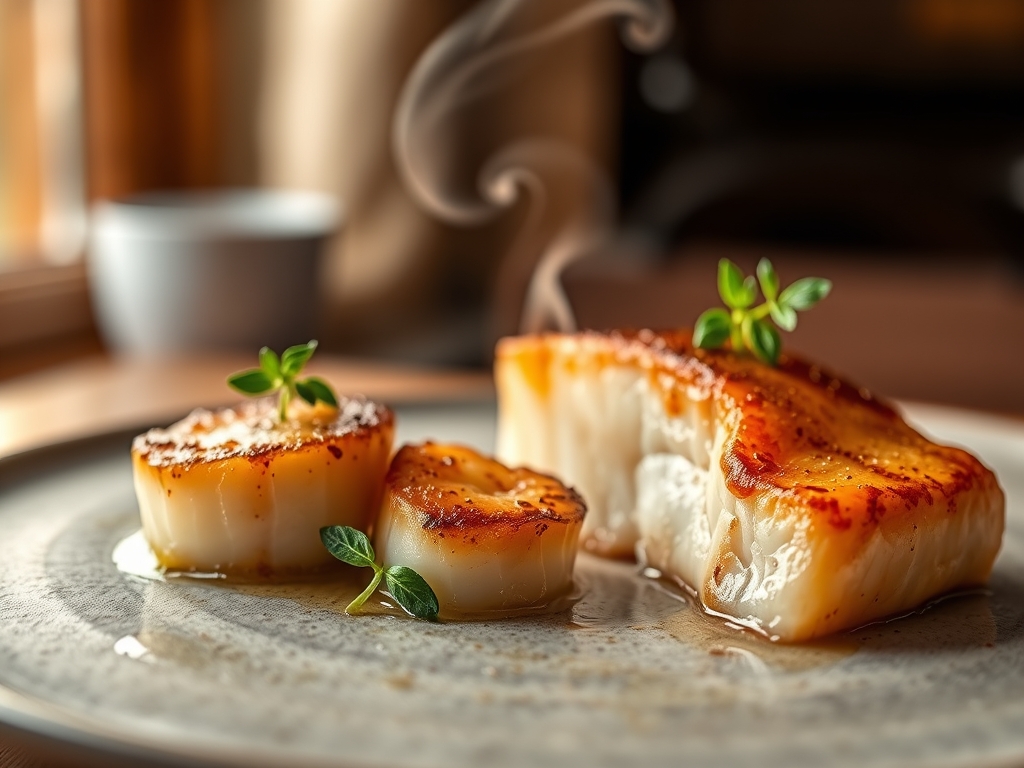 Freshly prepared scallops and salmon recipes
