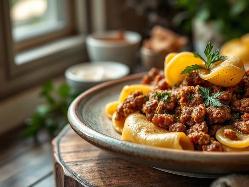 Freshly prepared tortellini and ground beef recipes
